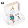 SK Top Luxury Women Watch Gift Set For Wedding Rose Gold Bracelet Necklace Jewelry Gift Set For Wife Regalo de San Valentin